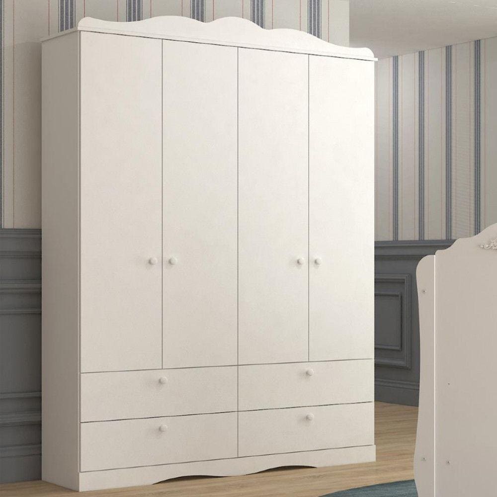 Guarda Roupa Infantil 4 Portas e 4 Gavetas Encanto Permóbili