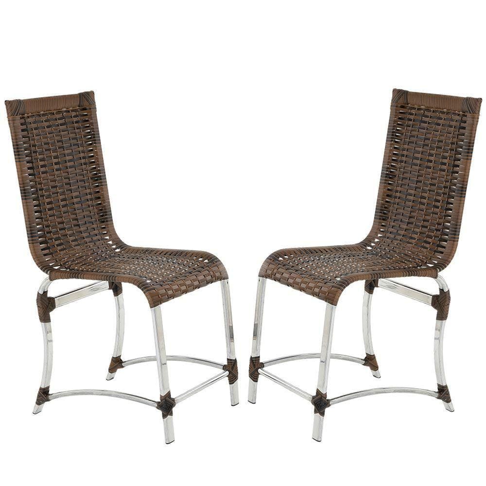 2 Cadeiras De Jantar Em Alumínio Polido e Fibra Sintética