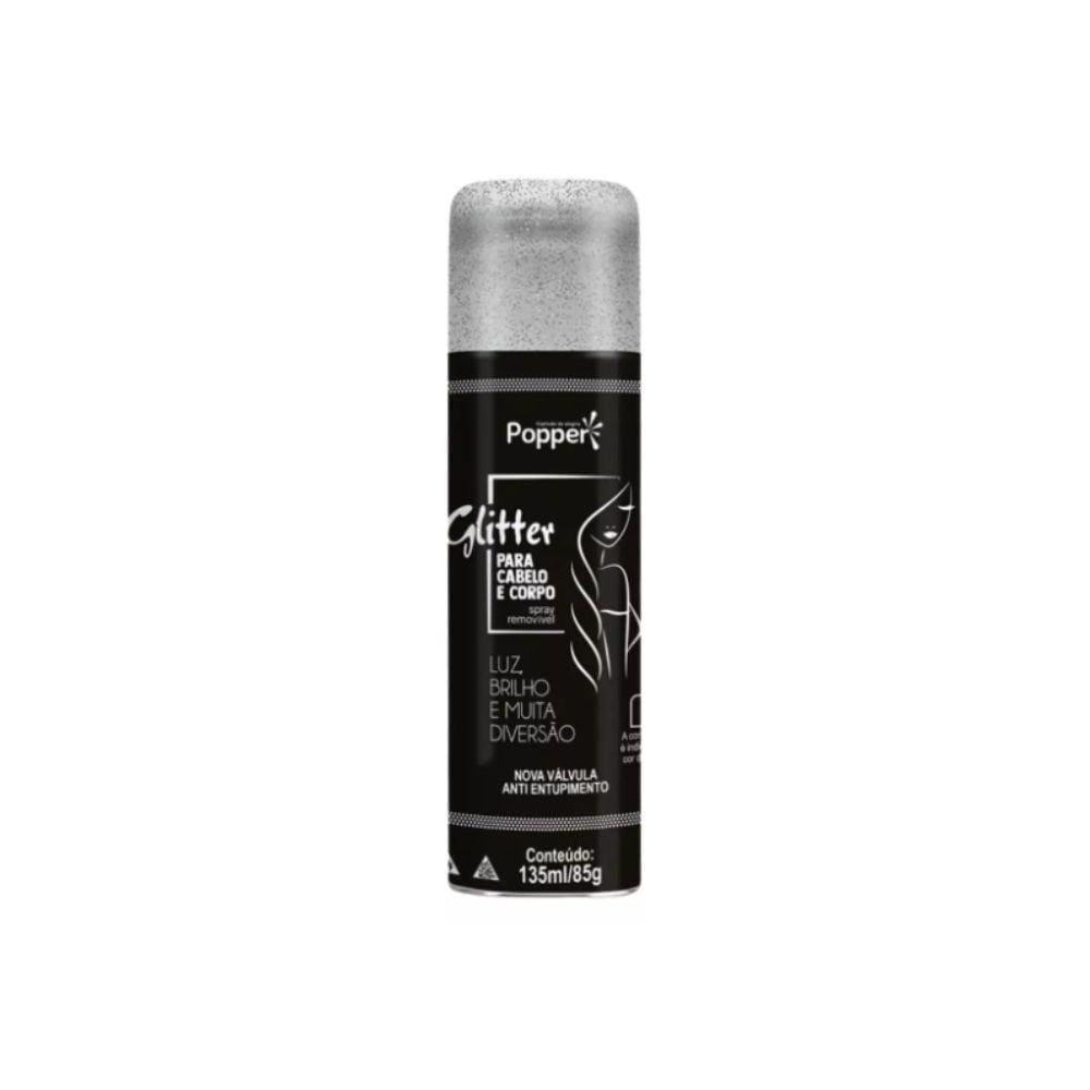 Spray Glitter Para Cabelo E Corpo Prata