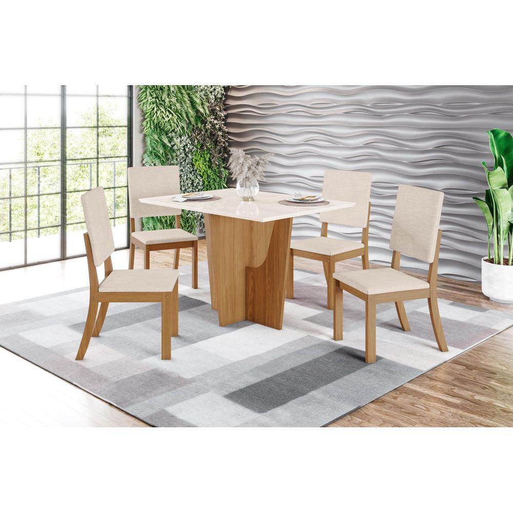 Mesa de Jantar Vertice 120 4 Cad. Milla Linho - Henn