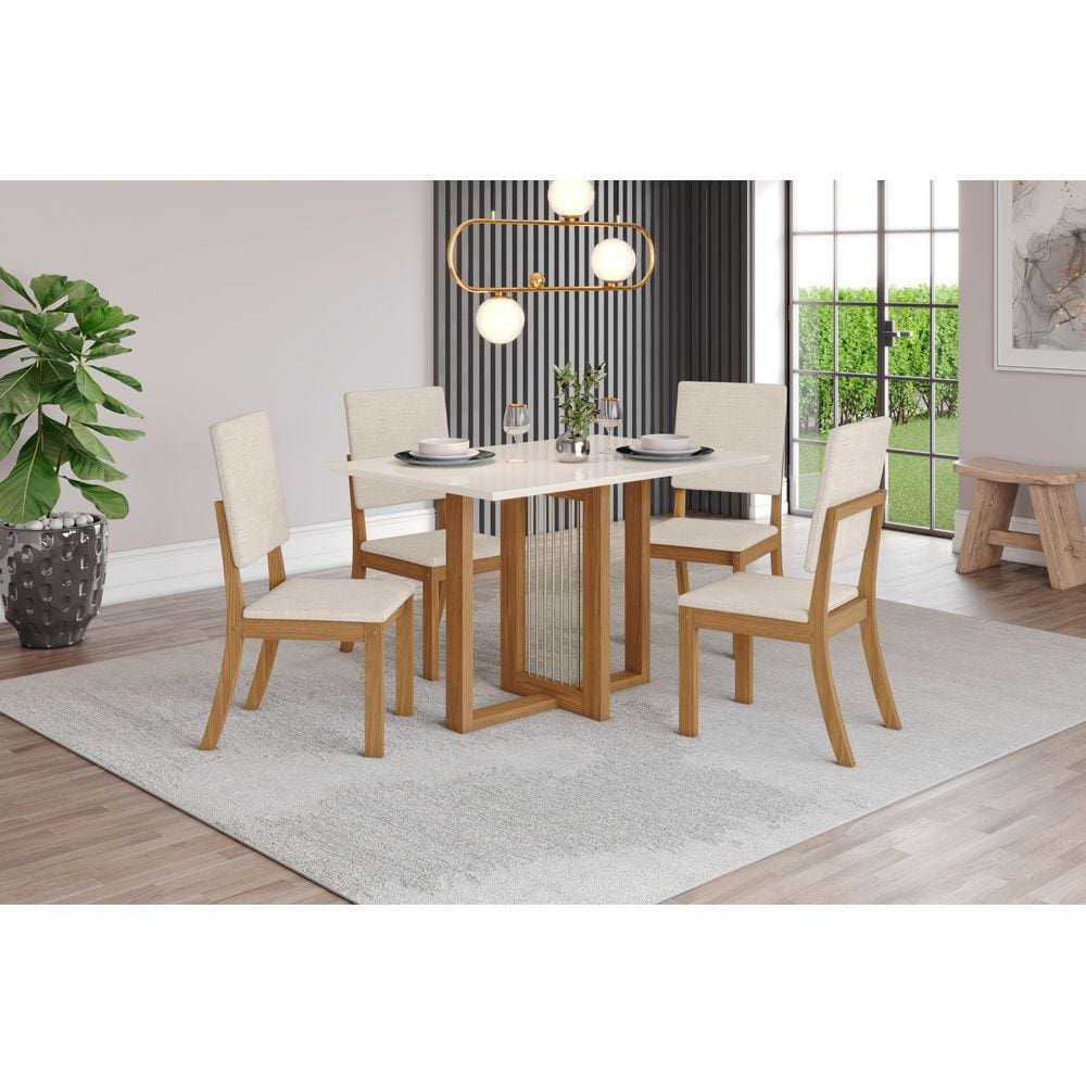 Mesa de Jantar Natali 120 4 Cad. Milla Linho - Henn
