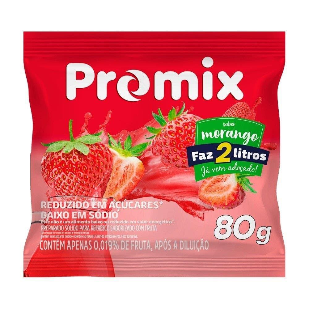 Refresco em Pó Promix Morango 80g - Embalagem com 24 Unidades