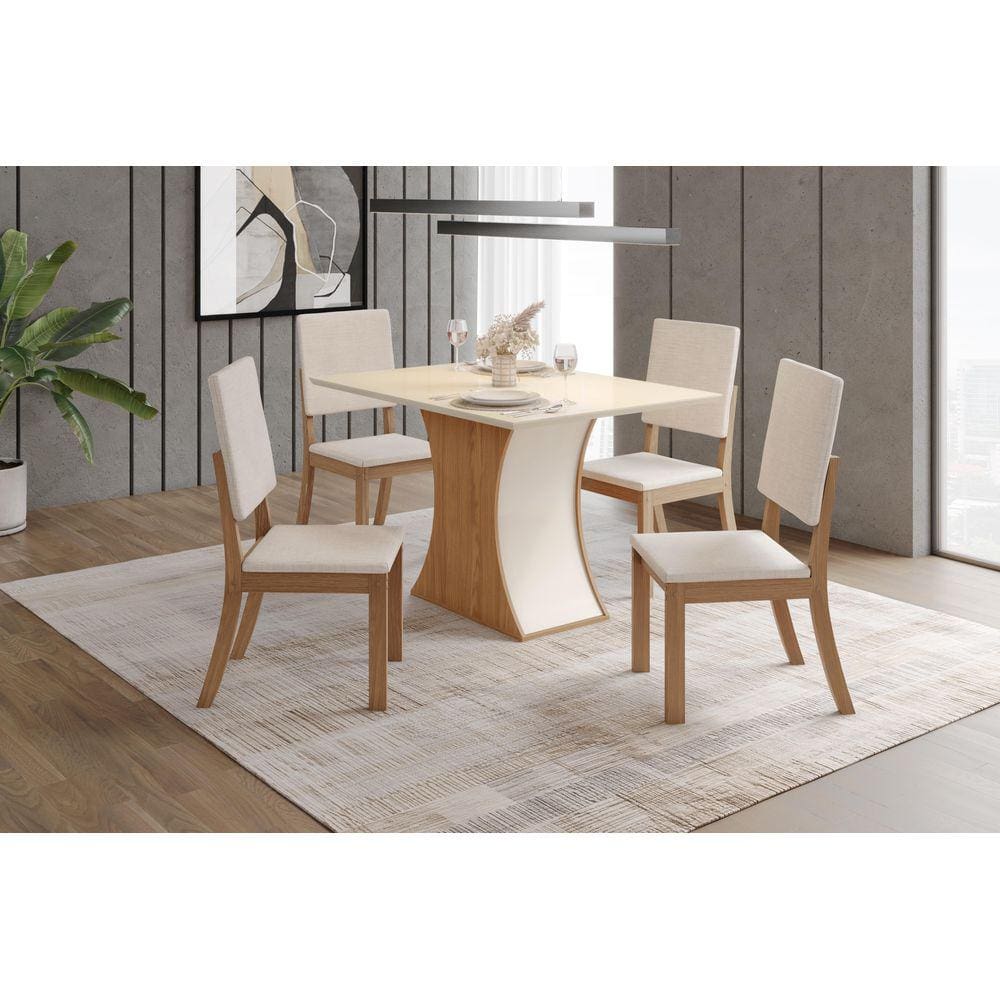 Mesa de Jantar Luiza 120 4 Cad. Milla Linho - Henn