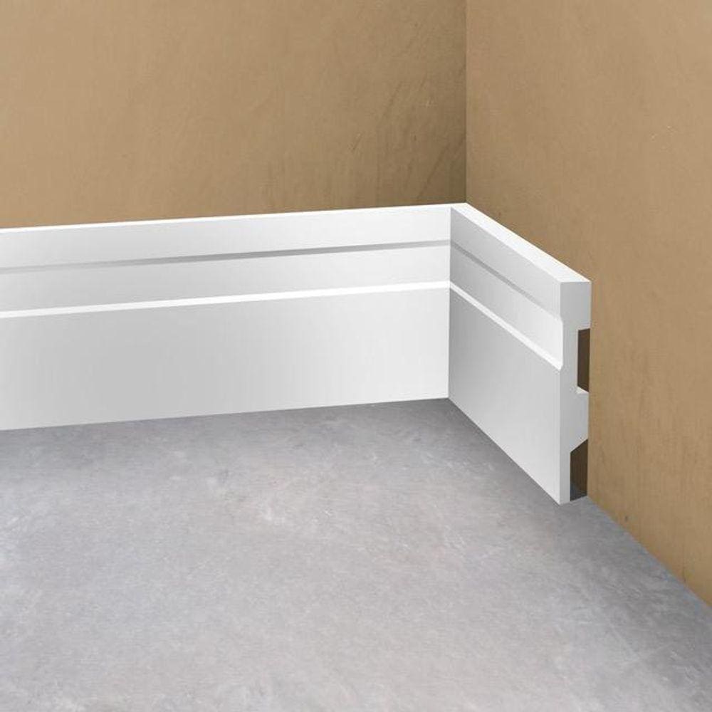 Rodapé Poliestireno 10cm Frisado Branco 2m RM Decor