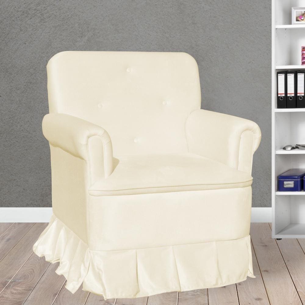 Poltrona Amamentação Laura Suede Marfim - LM DECOR