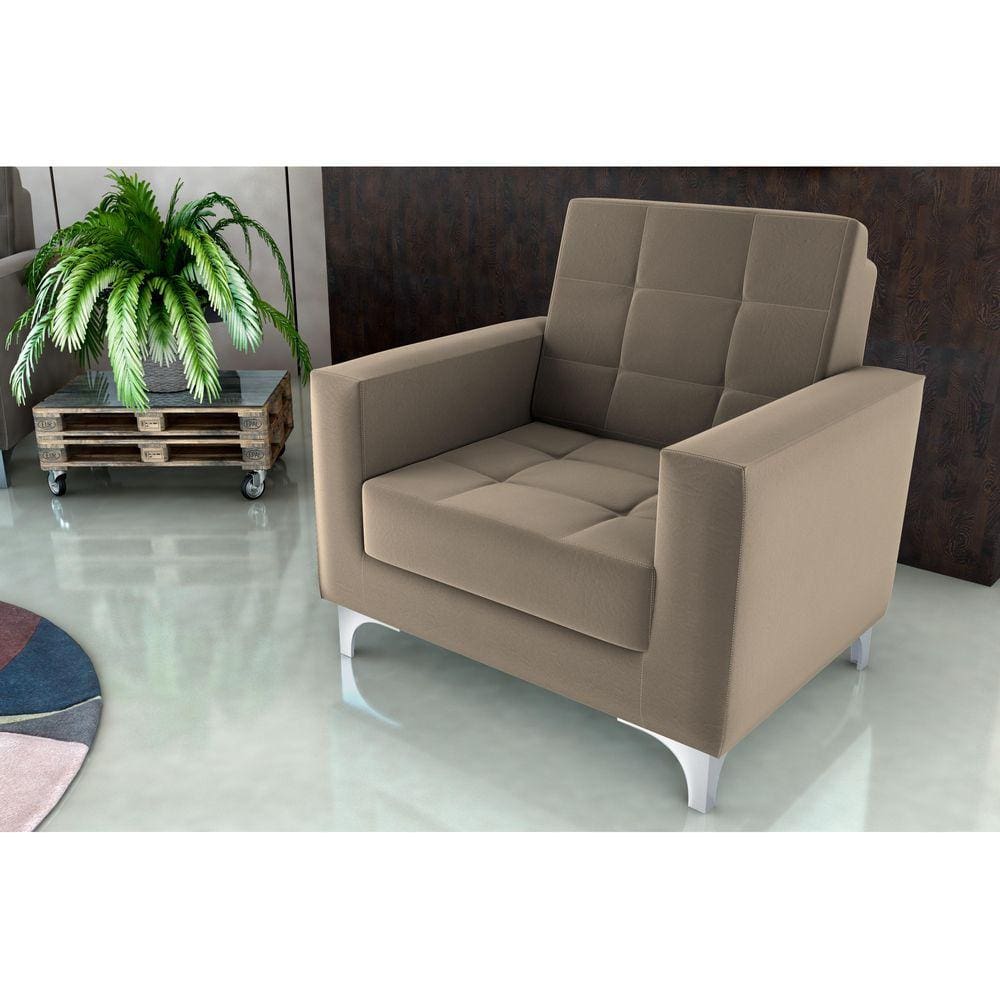 Poltrona Decorativa Thaina Veludo Cappuccino E434 - Matrix