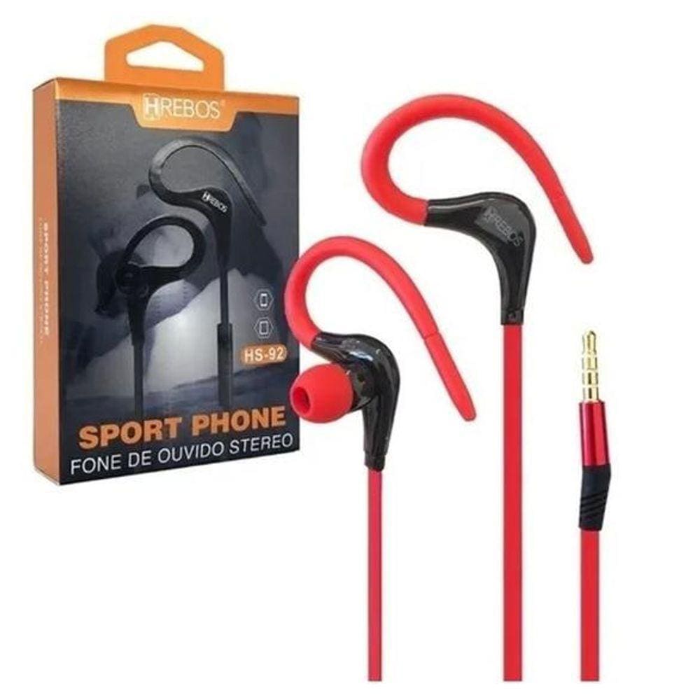 Fone De Ouvido P3 Stereo - Sport Phone Vermelho HS-92 da HREBOS