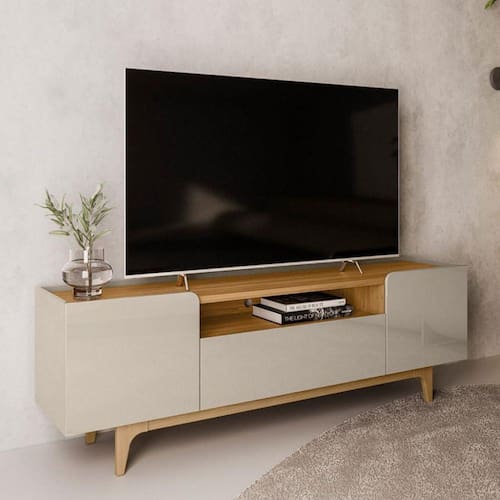 imagem-Rack para TV até 75 Polegadas 3 Portas Orlando Linea Brasil - Off White 