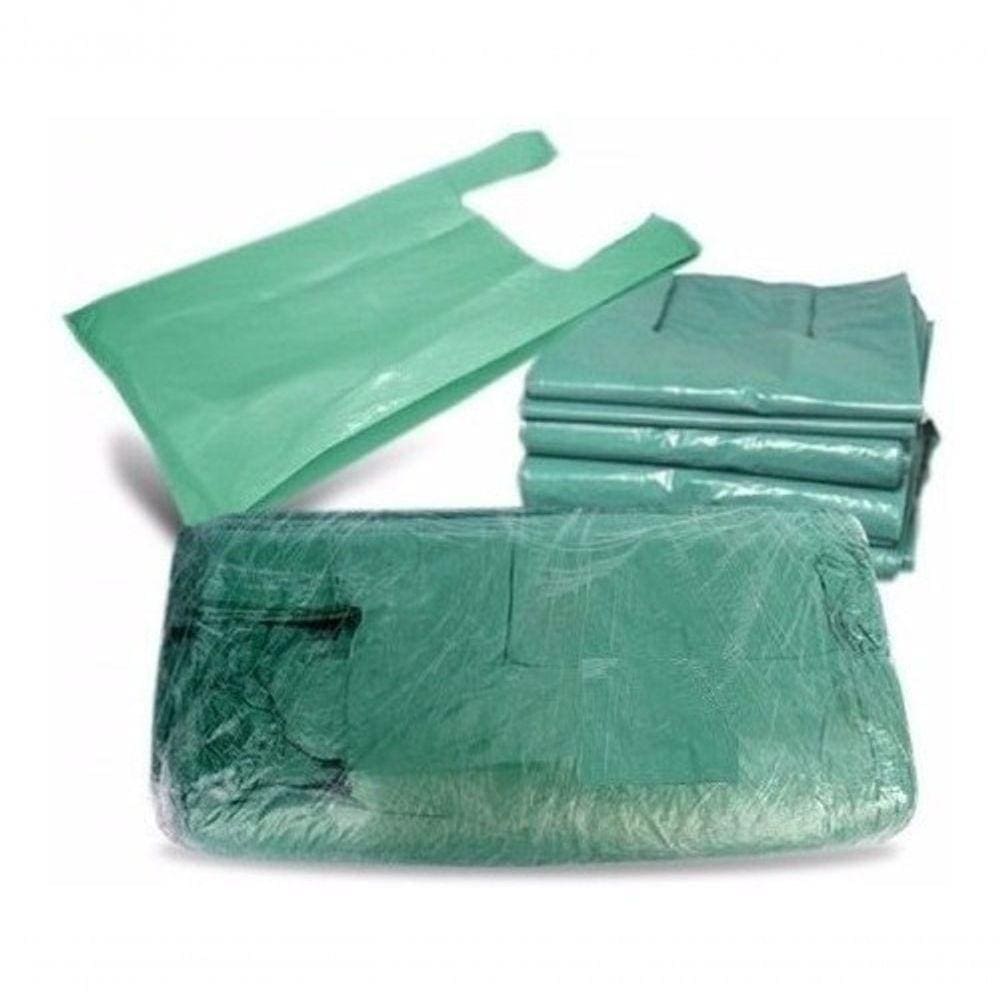Sacola Reciclada Verde 70cm X 90cm Pacote Com 100un