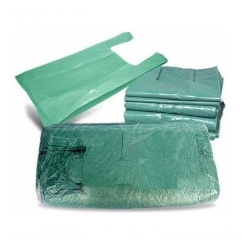 Sacola Reciclada Verde 70cm X 90cm Pacote Com 100un
