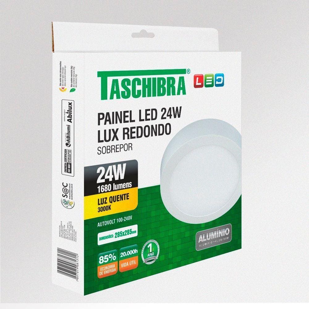 Painel De Led Redondo Sobrepor 24w Bivolt Taschibra 3000k Luz Quente