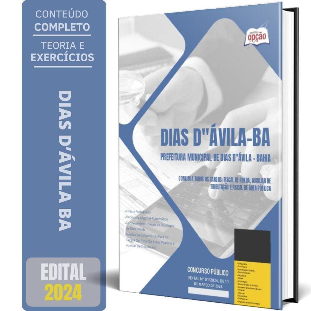 Apostila Dias D Ávila Ba 2024 - Fiscal Renda E Área Pública