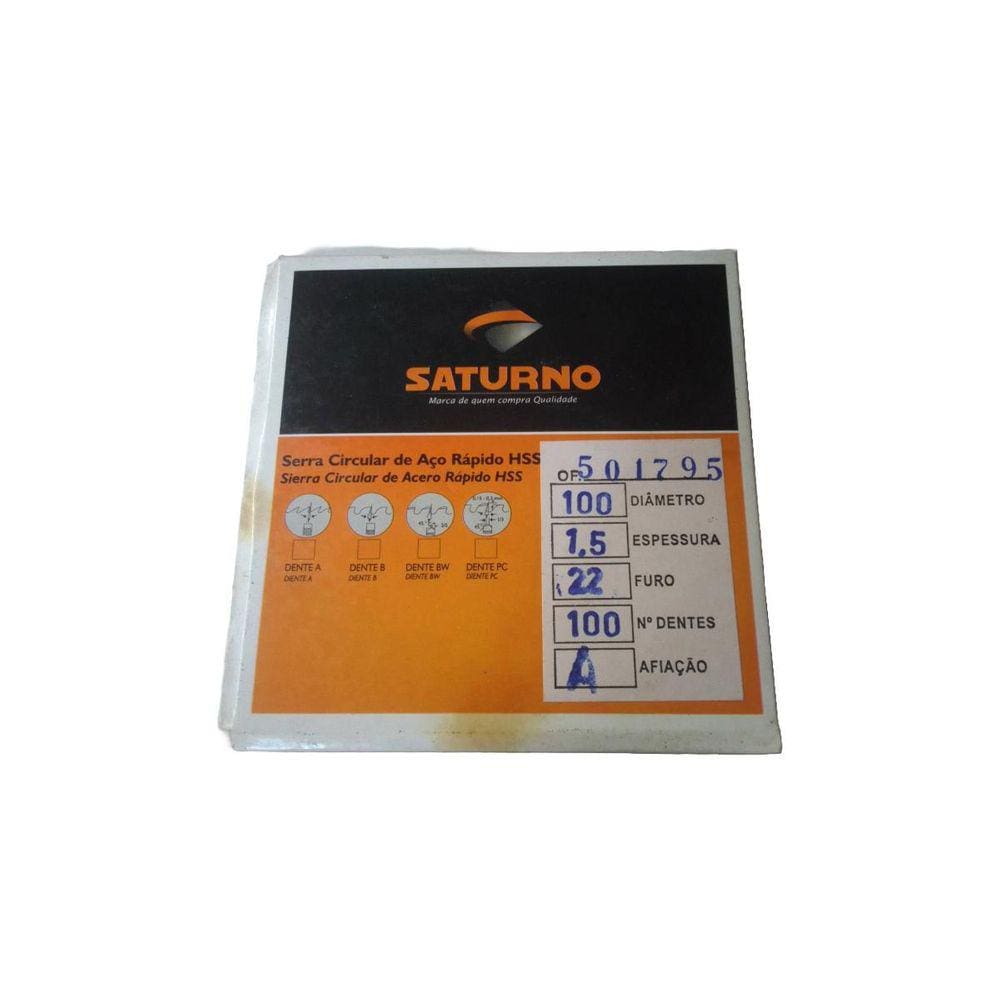Serra Circular Aço Rápido Hss 100 X 1,5 X 22 Mm 100 Z