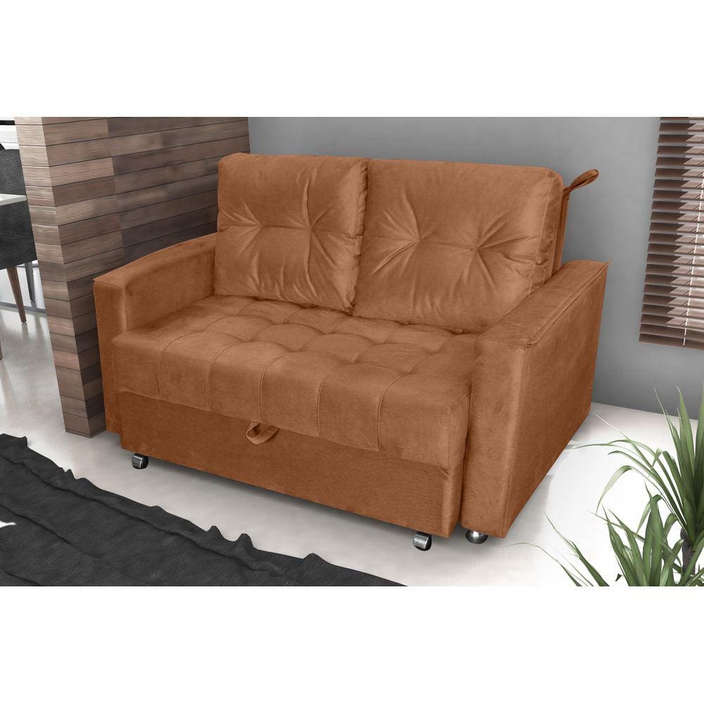 Sofá Cama Drika Veludo Ferrugem E435 - Matrix