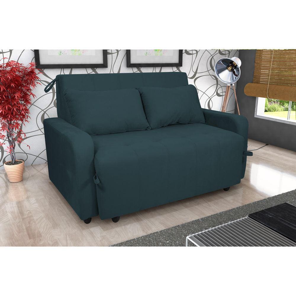 Sofá Cama Amora Suede Petroleo B257- Matrix