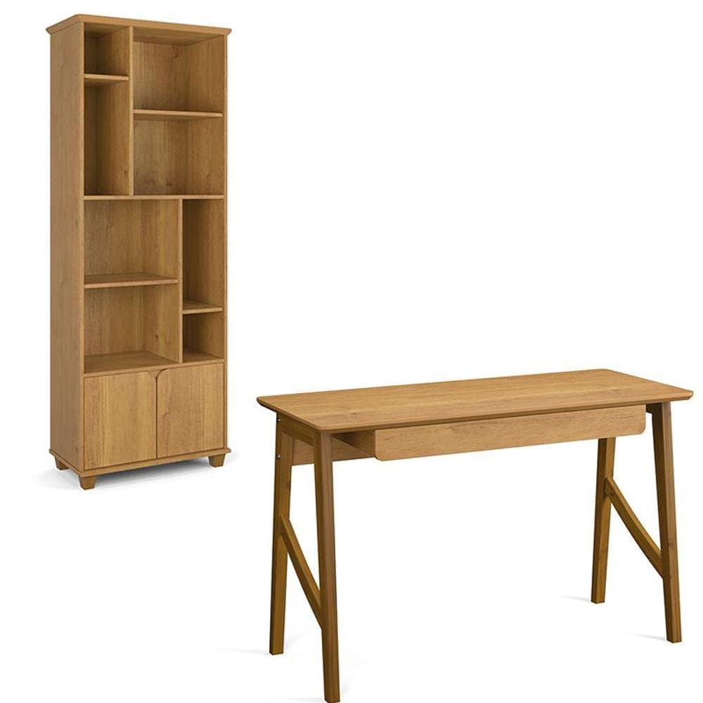 Conjunto de Escrivaninha com 1 Gaveta e Livreiro Taurus