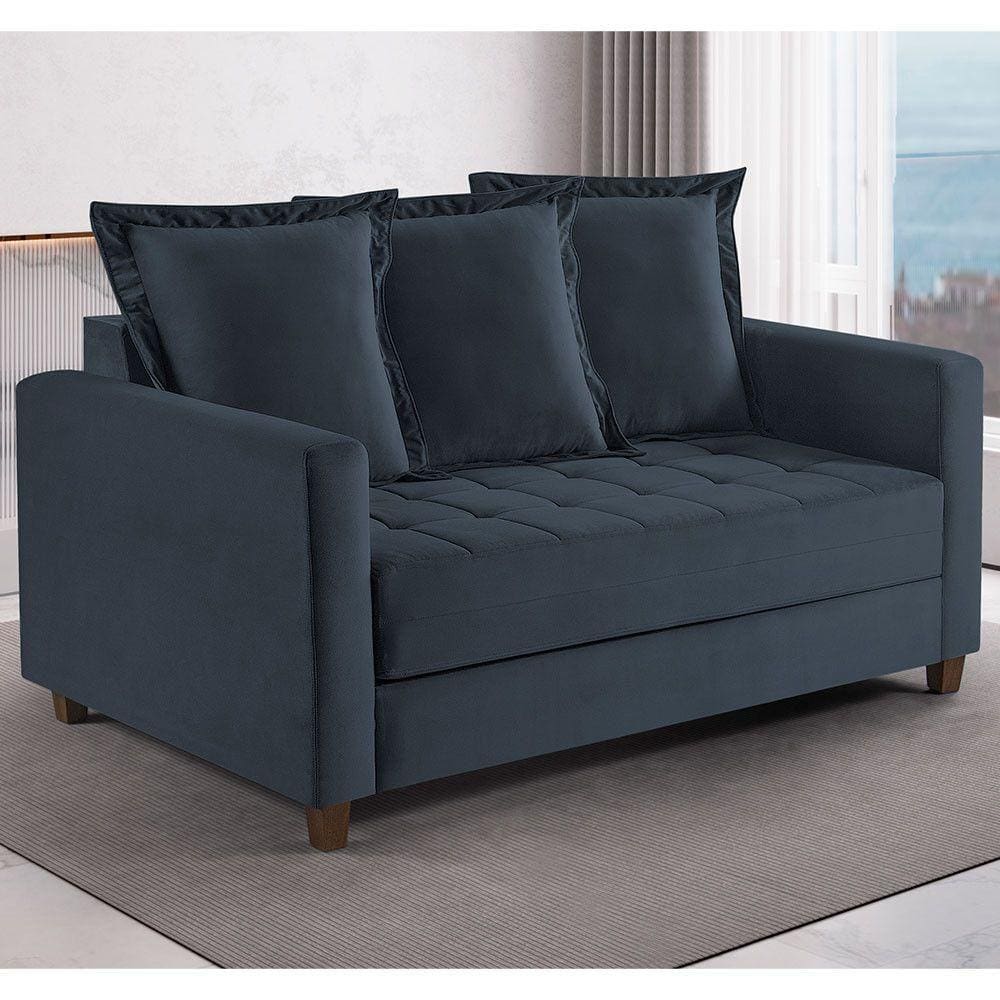 Sofa Cama Rocca Colchao Talento Móveis Grafite/Castanho