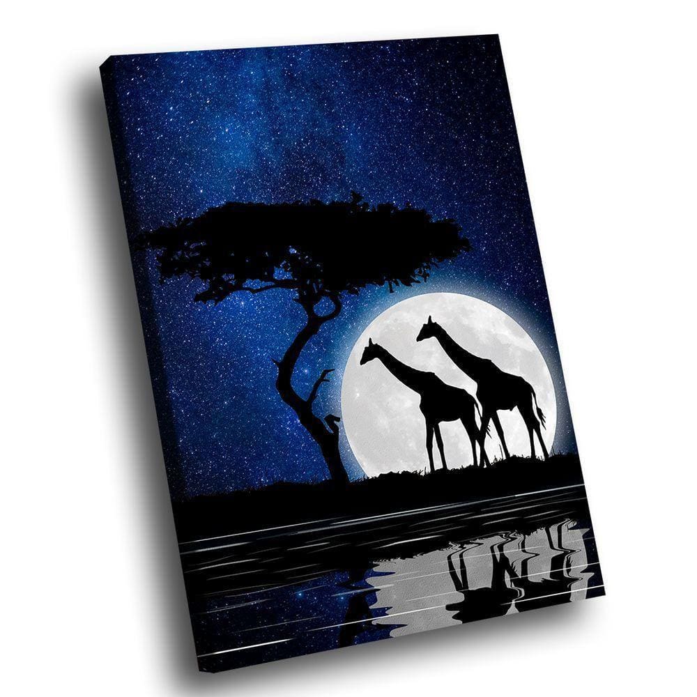 Quadro Casal De Girafas Na Noite -- Br Artes