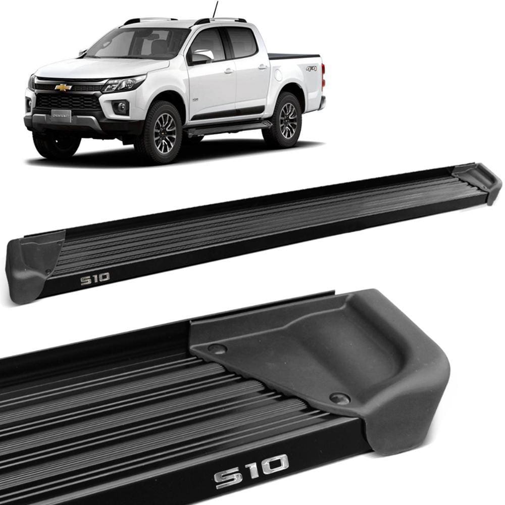 Estribo Lateral S10 Cab. Dupla 2012 a 2023 Aluminio Preto A3 Gtnox