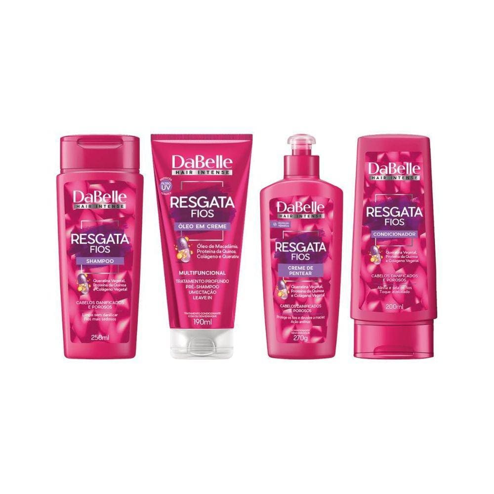 Kit Dabelle Resgata Fios Shampoo+Cond+Cr Pentear+Oleo Creme