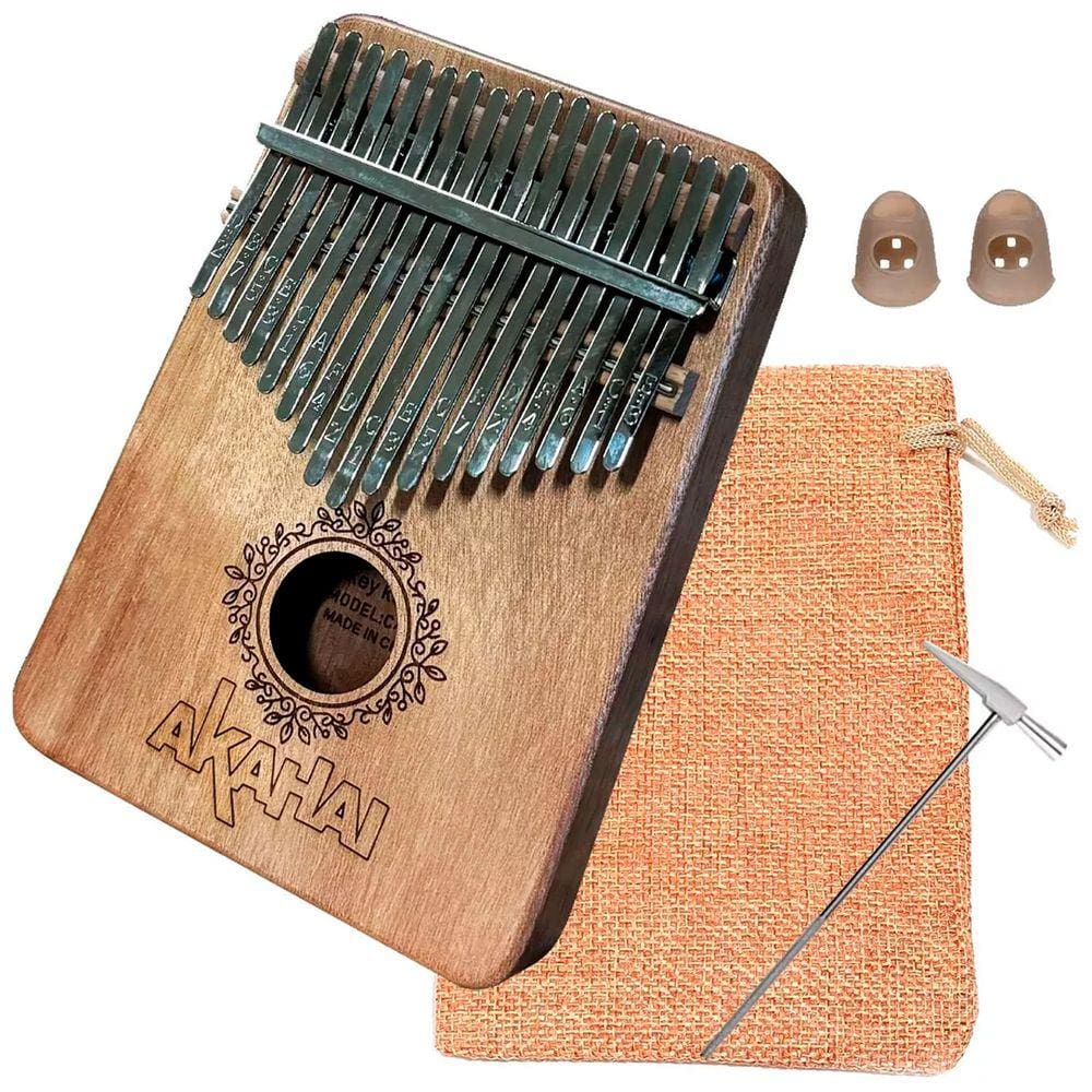 Kalimba Profissional Akahai 17 Notas Okoume Com Bag