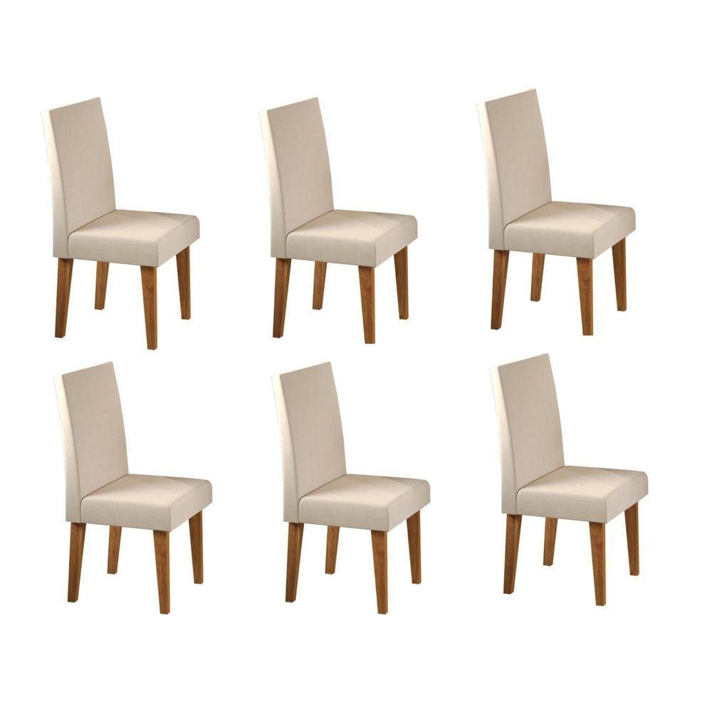 Kit com 6 Cadeiras para Sala de Jantar Mdp/mdf Wallace Veludo Pastel