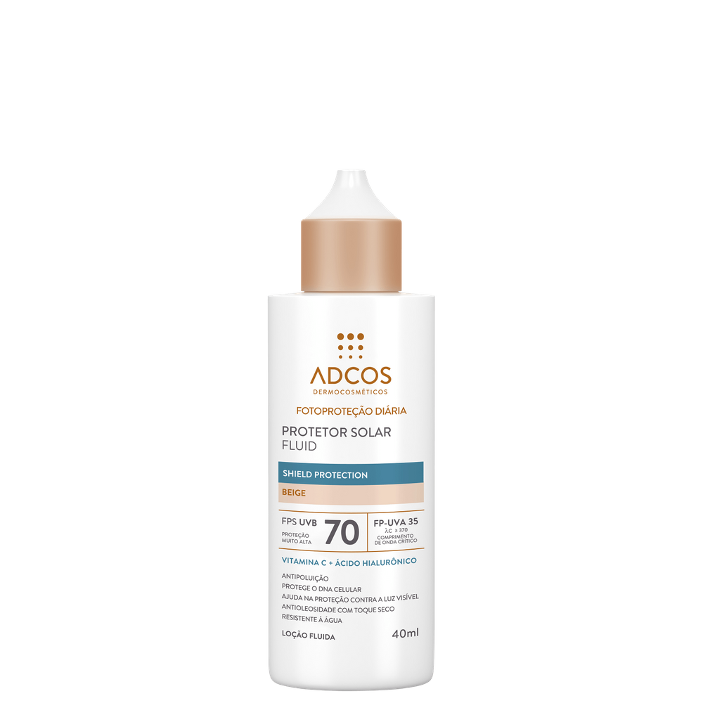 Adcos Fotoproteção Diária Fluid Beige FPS70 - Protetor Solar 40ml