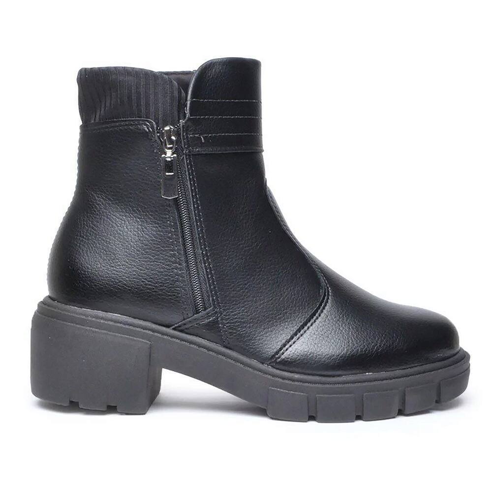 Bota Coturno Beira Rio Feminino Salto Grosso 9077.211 Preto