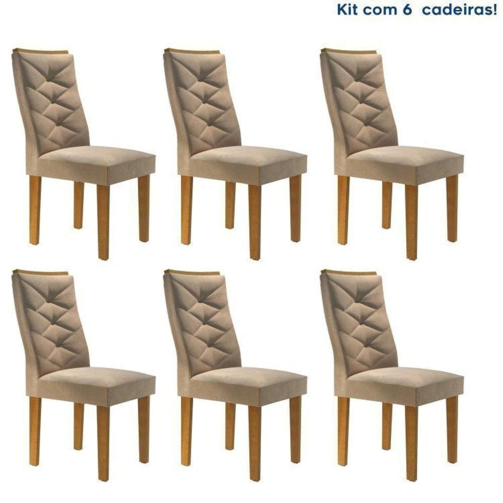 Conjunto 6 Cadeiras Estofadas Germany Ypê
