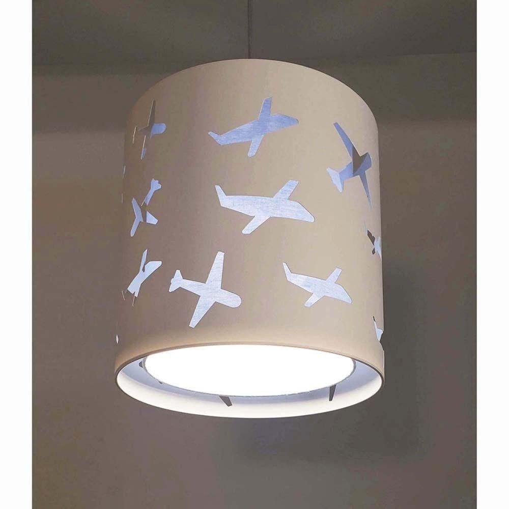 Lustre Pendente Infantil Aviões 25x25cm Azul / Branco