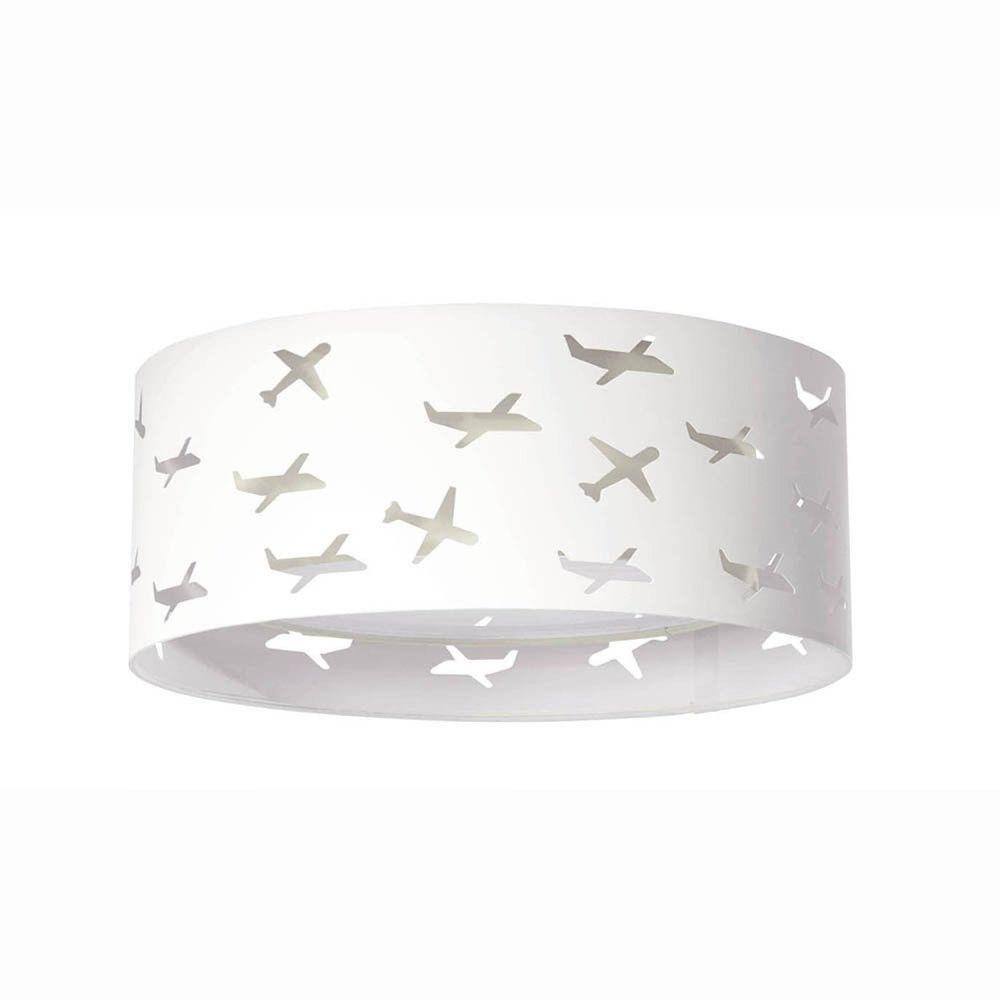 Luminária Infantil Plafon Aviões Duplo 50x16cm Branco