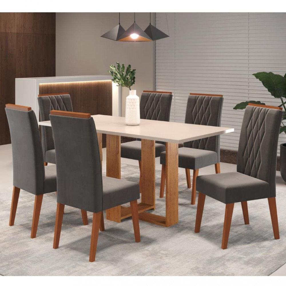 Conjunto Sala de Jantar Mesa Coke 6 Cadeiras Cristal Viero