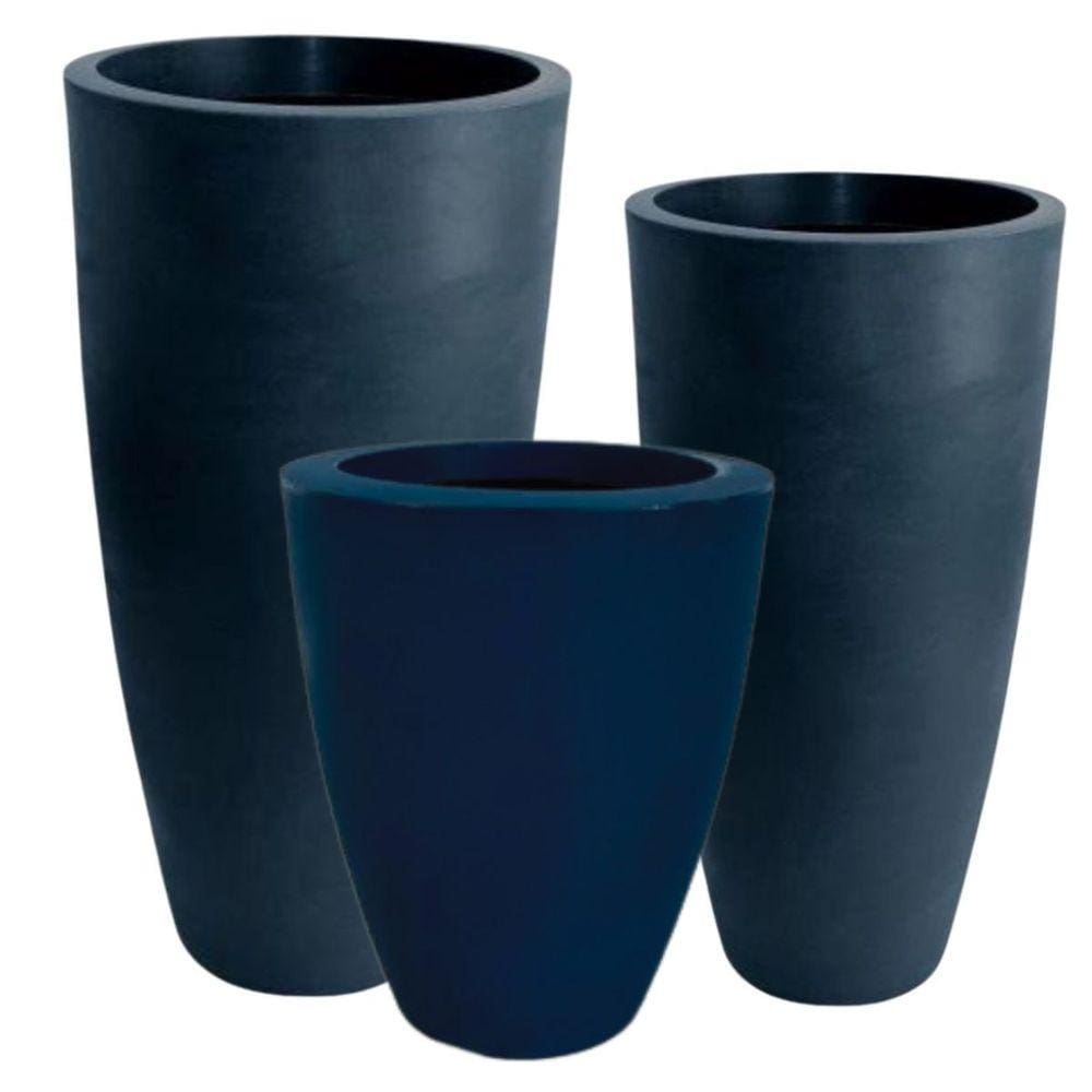 Vaso para Plantas Artificiais e Naturais Azul Macaúba 3un 70,50 e 30cm  Vietnamita