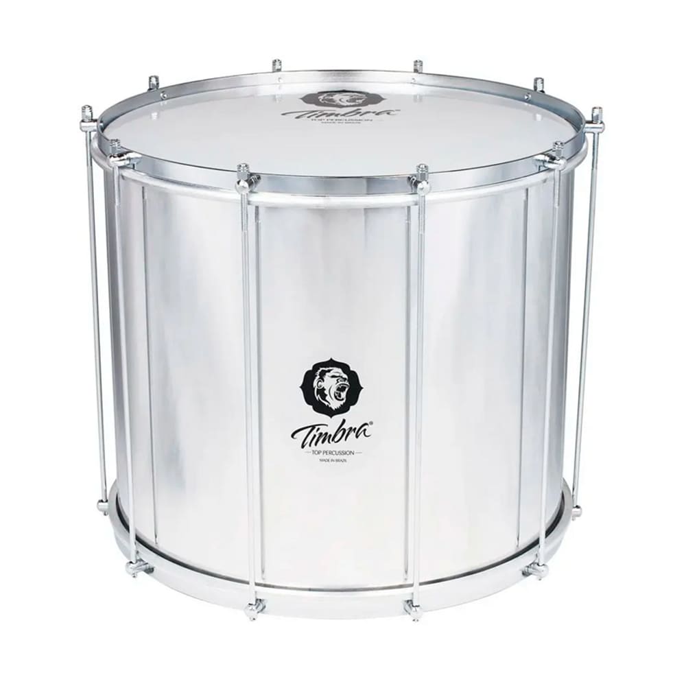 Surdo Timbra Axe 18X40 Cm Aluminio C/Aro Cromado Pele Leitosa