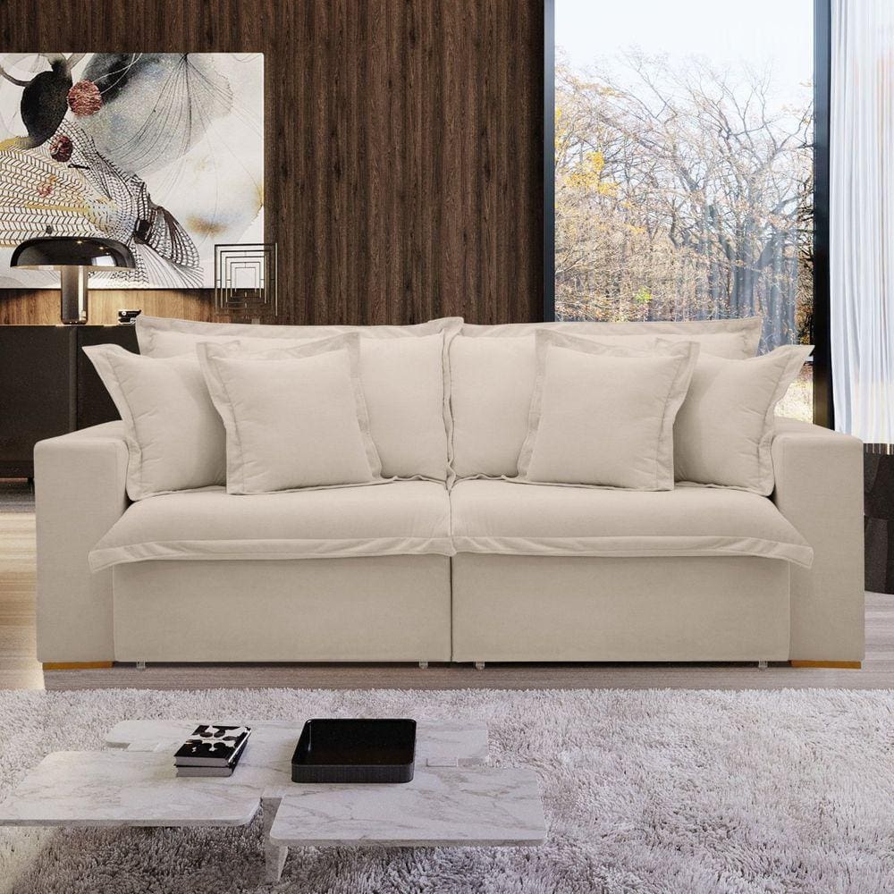 Sofá Cama Retrátil e Reclinável Arizona 240cm Bege