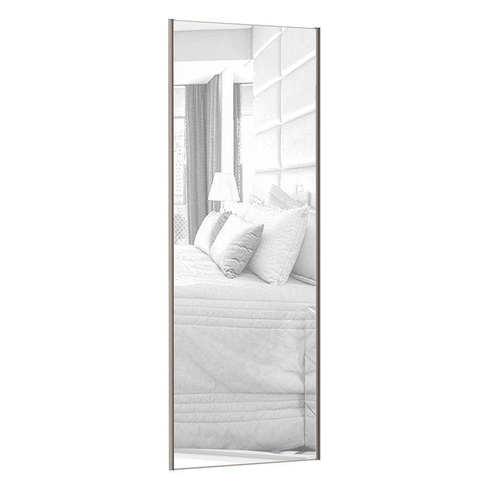 Porta De Correr Individual 80Cm C/ Espelho Puxador Champagne