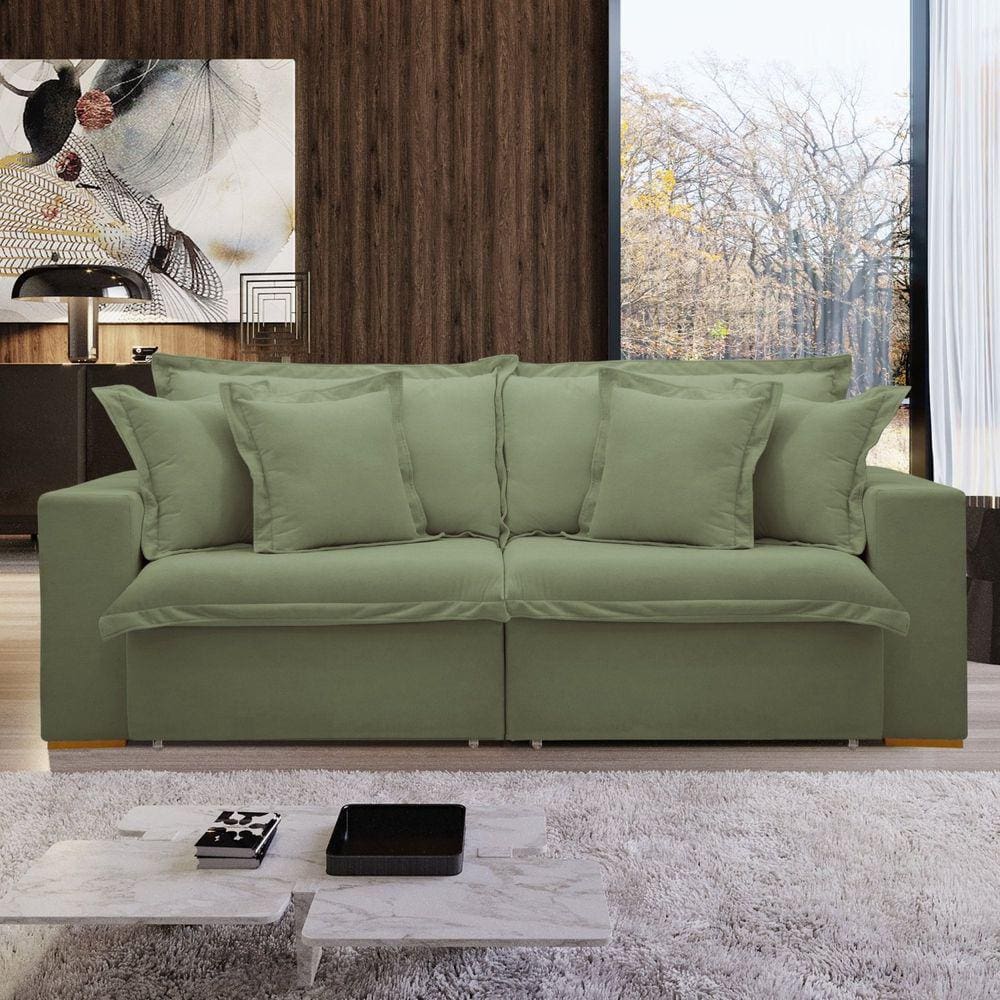 Sofá Cama Retrátil e Reclinável Arizona 240cm Verde