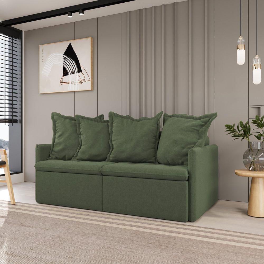 Sofá Retrátil e Reclinável 3 Lugares 200cm Dália Cabecasa Madeiramadeira Verde