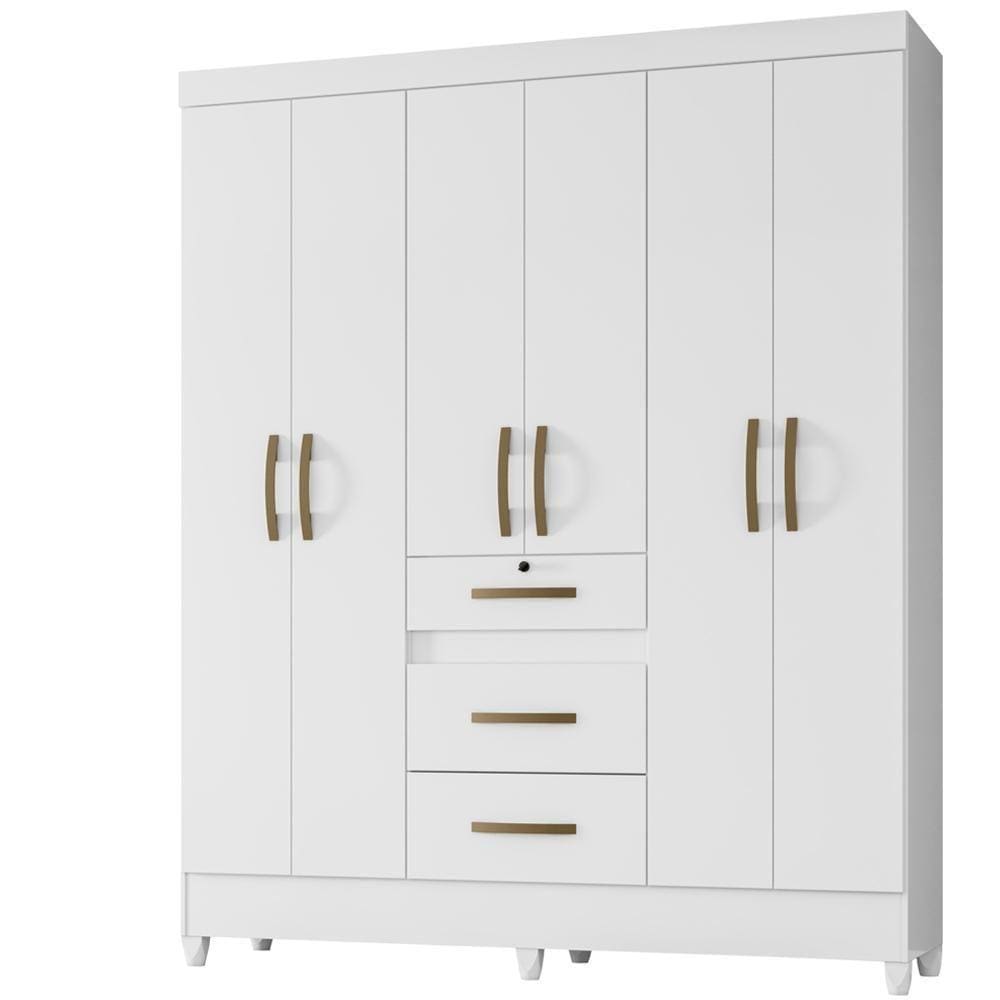 Guarda Roupa Casal 6 Portas 8684 Branco Moval Branco
