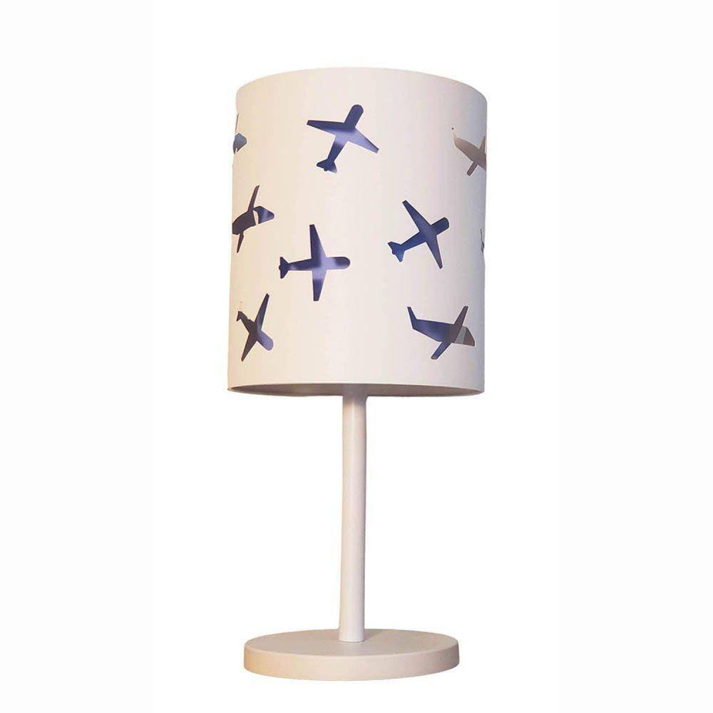 Abajur Infantil Aviões Duplo 20x42cm Azul/Branco