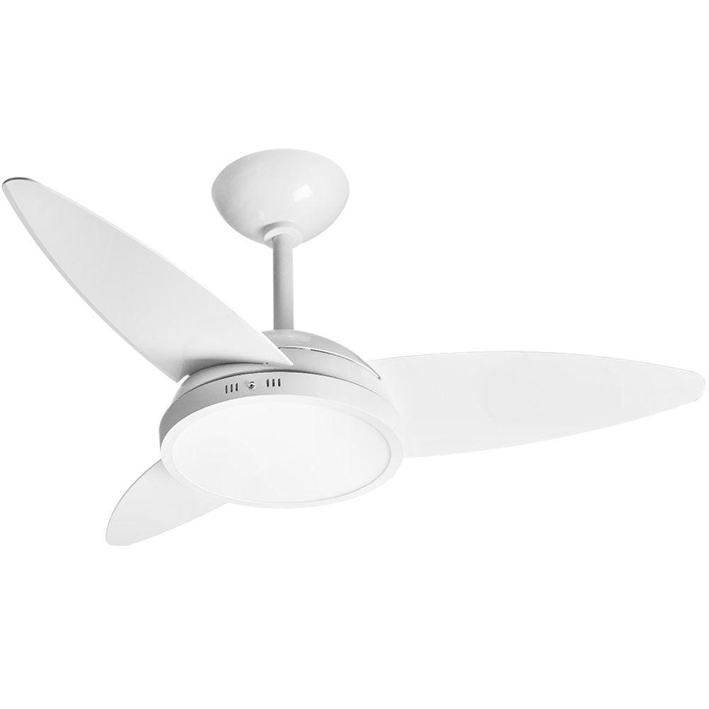 Ventilador Lykan Led Lampada Quente 220v 3p Clm Ctrl Remoto 130w Branco