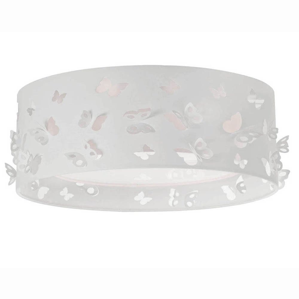 Luminária Infantil Plafon Borboletas Duplo 50x16cm Branco/Branco