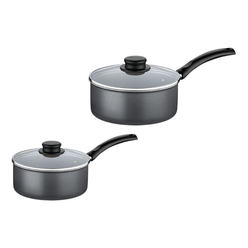 Kit Com 2 Panelas Antiaderente Tampa De Vidro 16 Cm E 18 Cm Tramontina Turim Grafite