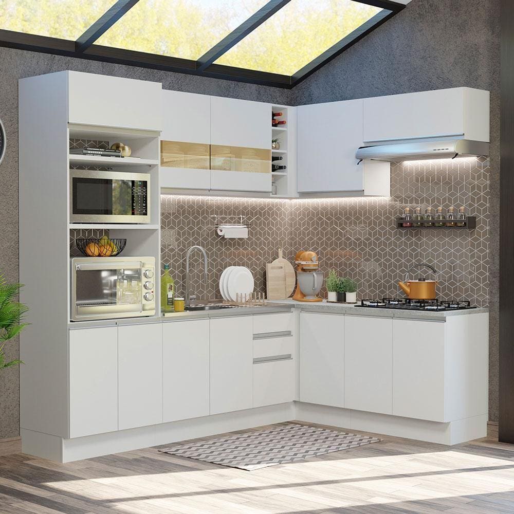 Cozinha Completa 419001 Com Armário E Balcão Branco Branco