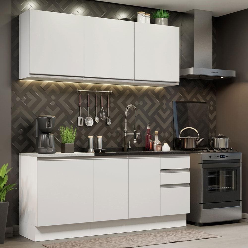 Cozinha Completa 180005 Com Armário E Balcão Branco Branco