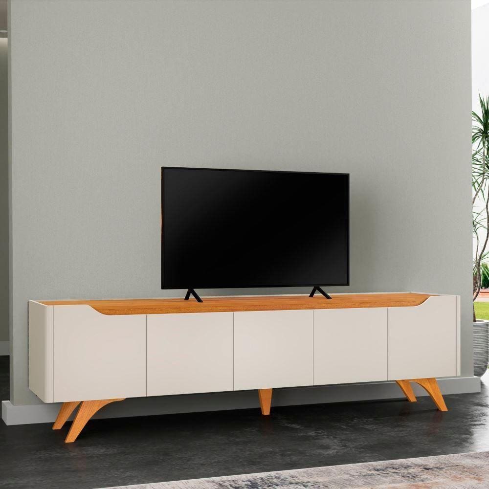 Rack Grecia Para Tv Até 75 Polegadas 4 Portas 1 Gaveta Cor:naturalle/off