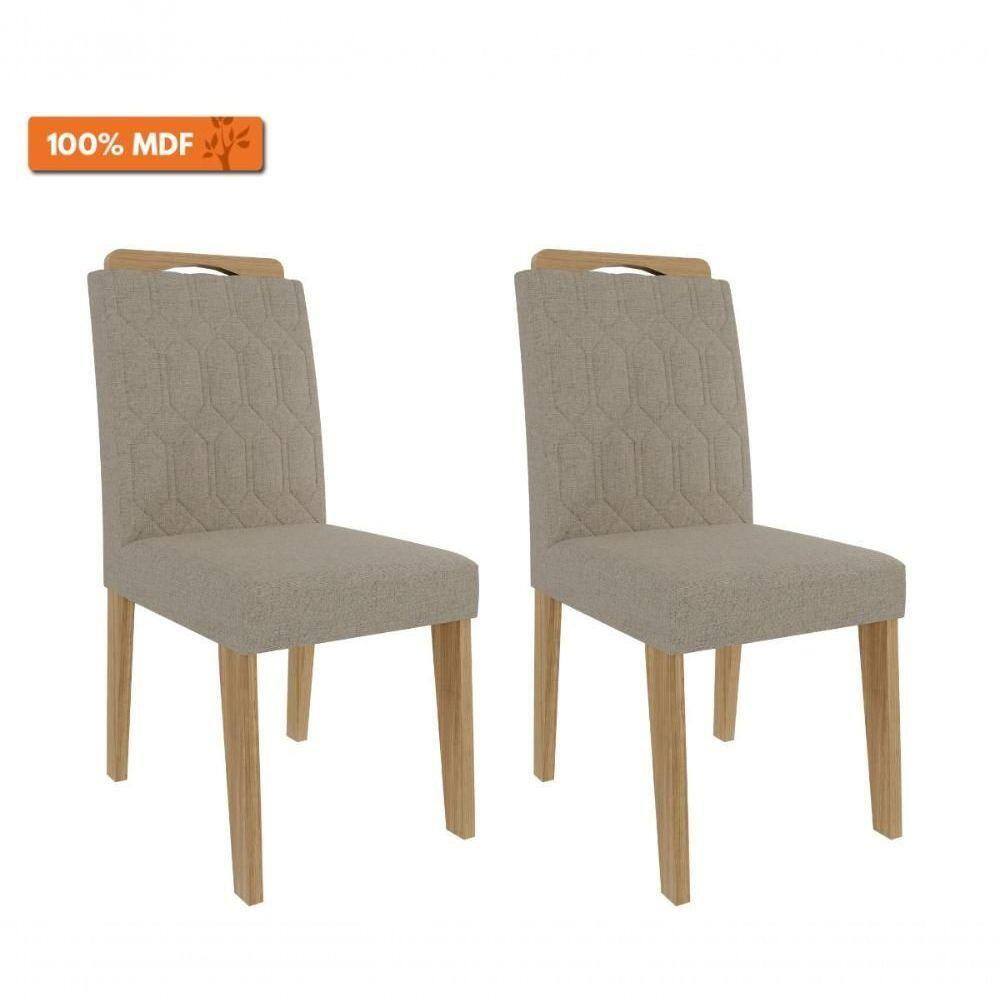 Jogo De Cadeira Para Sala De Jantar 102X43,5Cm Em Mdf Paola Cimol Nature/Linho Bege