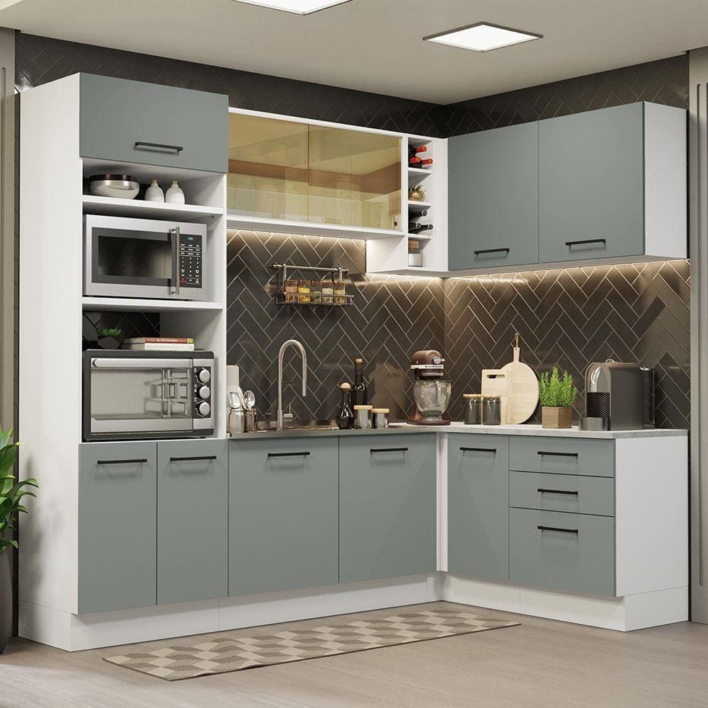 Cozinha Completa 399001 Com Armário E Balcão Branco/Cinza
