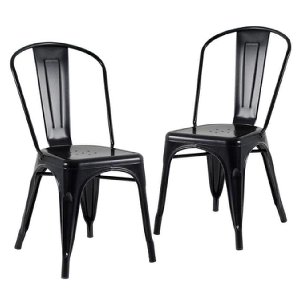 Kit 2 Cadeiras Para Mesa De Jantar Cozinha Sala Escrivaninha Tolix Iron Industrial Preta