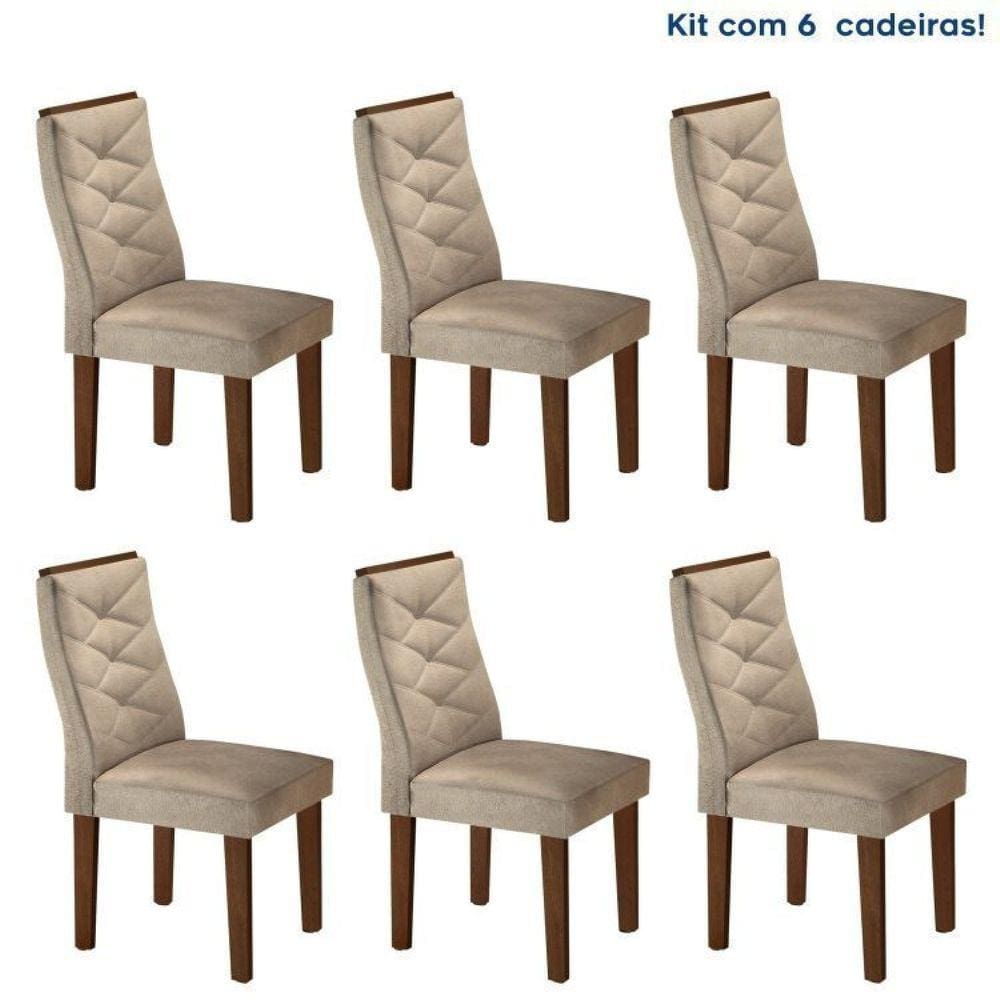 Conjunto 6 Cadeiras para Sala de Jantar Germany Chocolate